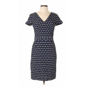 Navy Banana Republic Polka Dot Sheath Dress 8